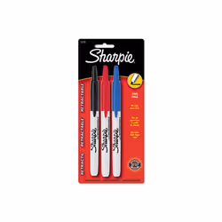 Sharpie 32726PP Retractable Permanent Markers  Fine Point  Assorted  3-Set