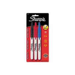 Sharpie 32726PP Retractable Permanent Markers  Fine Point  Assorted  3-Set
