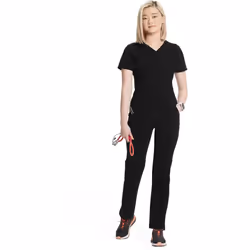 Infinity Cherokee Women's Scrub Pant Mid Rise Tapered Leg Pull-on Bottom with Moisture Wicking & 360 Stretch Fabric Plus Size CK065AP  2XL Petite  Bla