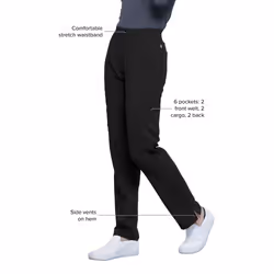 Infinity Cherokee Women's Scrub Pant Mid Rise Tapered Leg Pull-on Bottom with Moisture Wicking & 360 Stretch Fabric Plus Size CK065AP  2XL Petite  Bla