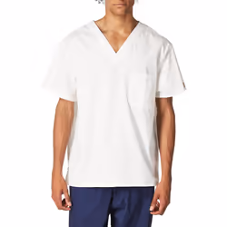 Dickies Mens Signature V-Neck Scrubs Shirt  White  Medium