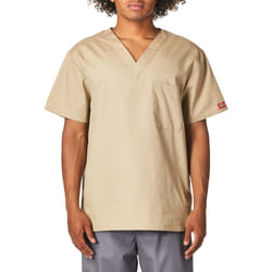 Dickies Mens Plus Size Signature V-Neck Scrubs Shirt  Khaki  XX-Large