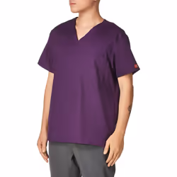 Dickies Men's Signature V-Neck Scrubs Shirt  Eggplant  Large