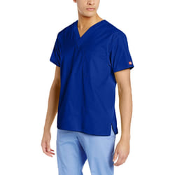Dickies Men's Signature V-Neck Scrubs Shirt  Galaxy Blue  Medium