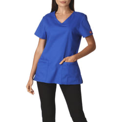 Dickies Womens EDS Signature V-Neck Top with Multiple Patch Pockets  Royal  Small