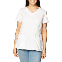 Dickies Womens EDS Signature V-Neck Top with Multiple Patch Pockets  White  Small