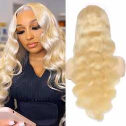 613 Body Wave Lace Front Wig Human Hair 10a Brazilian 13x4 Blonde Lace Frontal Wigs 150% Density Pre Plucked Bleached Knots w ...