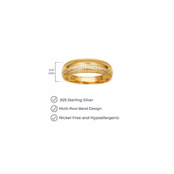 Amazon Essentials Cubic Zirconia Multi-Row Band Ring in 18k Yellow Gold Plated Sterling Silver  Yellow  7