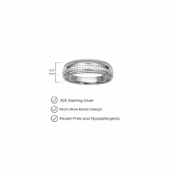 Amazon Essentials Cubic Zirconia Multi-Row Band Ring in Rhodium Plated Sterling Silver  White  7