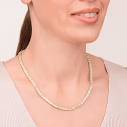 Amazon Essentials Cubic Zirconia Wave Tennis Necklace in 18k Gold Plated Sterling Silver  Yellow  18""""