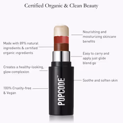 Popcode Multi-use Cream Blush Stick for Cheeks and Lips & Face  Long Wearing Blendable and Buildable Color Face Sticks- Natural Ingredients & Clean Be
