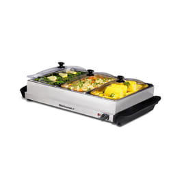 Elite Gourmet EWM6171 Triple 3 x 25 Qt Trays  Buffet Server  Food Warmer Temperature Control  Clear Slotted Lids  Perfect fo