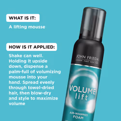 John Frieda Volume Lift Air Whipped Foam for Lightweight Fullness  Fine Hair Nourishing Mousse for Natural Volume  7.5 Ounces  Formulated with Air-Sil