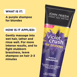 John Frieda Violet Crush Purple Shampoo for Blonde Hair  Blonde Toner Neutralizes Brassy Yellow Tones for Bleached  Platinum  an