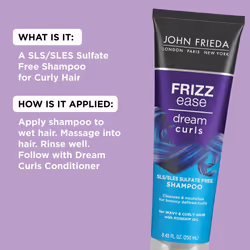 John Frieda Anti Frizz  Frizz Ease Dream Curls Shampoo  SLS/SLES Sulfate Free Shampoo for Curly Hair  Helps Control Frizz  with Curl Enhancing Technol