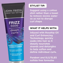 John Frieda Frizz Ease Dream Curls Curly Hair Conditioner  SLS/SLES Sulfate-Free  For Natural Curly Hair  8.45 Fl Oz (2 Pack)