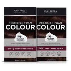 John Frieda Precision Foam Colour  Deep Cherry Brown 3VR  Full-coverage Hair Color Kit  Anti-Fade Gray Coverage  Deep Color Saturation Hair Dye  Pack