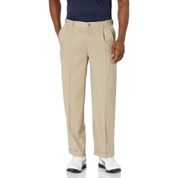 PGA TOUR Men's Double Pleated Expandable Waistband Golf Pant  Chinchil