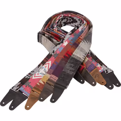 Fender Zion Guitar Strap  2in  Adjustable Strap  Crafted From Thick  Double-sided Polyester Cotton Weave  Leather Ends  Gray Aztec