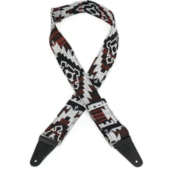 Fender Zion Guitar Strap  2in  Adjustable Strap  Crafted From Thick  Double-sided Polyester Cotton Weave  Leather Ends  Black Aztec