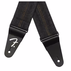 Fender x Wrangler Denim Guitar Strap  Guitar Accessories  Washed Black Stitch