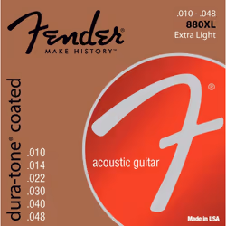 Fender Dura-Tone Coated 80/20 Bronze Acoustic Guitar Strings 880XL .010-.048