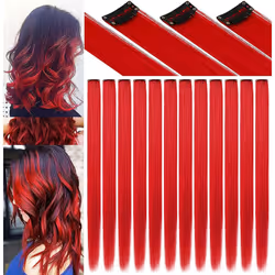 FAIRY COLOR 12PCS Princess Colorful Extensions Multi-Colors Party Highlights Streak Synthetic Hairpieces Clip-In/Clip On Colo ...