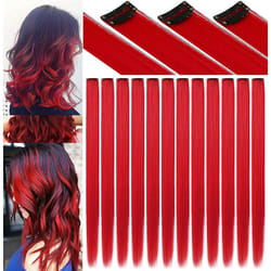 FAIRY COLOR 12PCS Princess Colorful Extensions Multi-Colors Party Highlights Streak Synthetic Hairpieces Clip-In/Clip On Colored Hair Extensions(