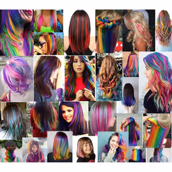 FAIRY COLOR 12PCS Princess Colorful Extensions Multi-Colors Party Highlights Streak Synthetic Hairpieces Clip-In/Clip On Colored Hair Extensions(