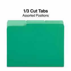Staples 224543 Colored Top-Tab File Folders 3 Tab Green Letter Size 100/Pack