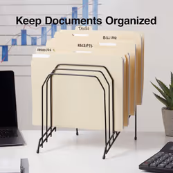Staples; Metal Incline Desktop File Sorter  8 Compartments  Black