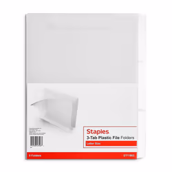 Staples 576460 Translucent Poly File Folders Clear 6/Pack
