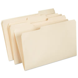 Staples Manila File Folders  Legal  3 Tab  Assorted Position  100/Box