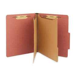 Staples 100% Recycled Classification Folders  Letter  2 Partitions  Red  20/box