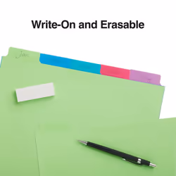 Staples 486272 Large Tabs Write & Erase Paper Dividers 5-Tab Multicolor