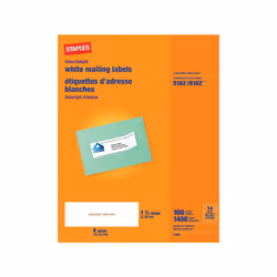 Staples 479878 Laser/Inkjet Address Labels 1 1/3-Inch x 4-Inch White 14 Labels/Sheet