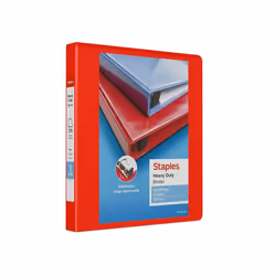 Staples 82694 Heavy Duty 1-Inch 3-Ring View Binder Red (24669)