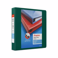 Staples 82681 Heavy-Duty 1.5-Inch 3-Ring Letter Binder Green (24682-US)