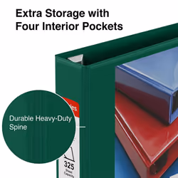 Staples 82681 Heavy-Duty 1.5-Inch 3-Ring Letter Binder Green (24682-US)