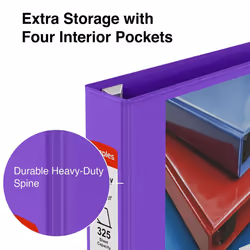 Staples 82680 Heavy-Duty 1.5-Inch 3-Ring View Binder Purple (24683-US)