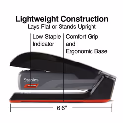 Staples 1798852 One-Touch Desktop Stapler Full-Strip Capacity Gray/Black/Red (44425)