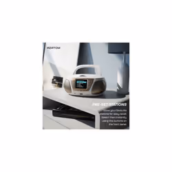 DAB DAB+ CD playe, FM Radio, Wireles Bluetooth, Stereo Speaker System, Clock, USB player (AZATOM Zenith Z4 White)