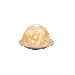 Small Lithophane Dome Tealight Candle Holder - Blue Tits And Blossoms