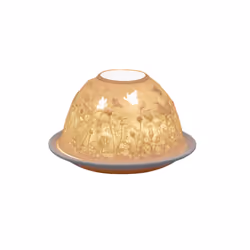 Small Lithophane Dome Tealight Candle Holder - Blue Tits And Blossoms
