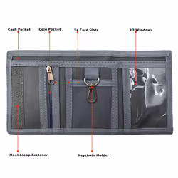 AI-DEE RFID Trifold Canvas Outdoor Sports Wallet for Kids - Front Pocket Wallet with Magic Sticker (Triangle O)