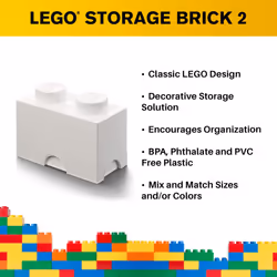Room Copenhagen  Lego Storage Brick Box - Stackable Storage Solution - Brick 2  White (40020635)