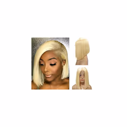 Blonde Bob Wig Human Hair 14Inch 180% Density PrePlucked 13x4 HD Lace Front Bob Wig Straight Glueless Transparent HD Lace Fro ...