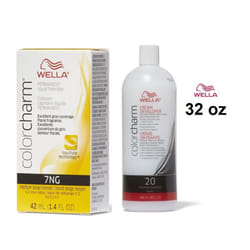 32oz) Wella Color Charm Haircolor 7NG Medium Beige Blonde - 7NG + Developer (Vol. 20