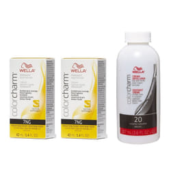 3.6oz) Wella Color Charm Haircolor 7NG Medium Beige Blonde - 7NG + 7NG+Developer (Vol. 20