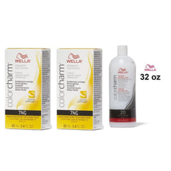 32oz) Wella Color Charm Haircolor 7NG Medium Beige Blonde - 7NG + 7NG+Developer (Vol. 20